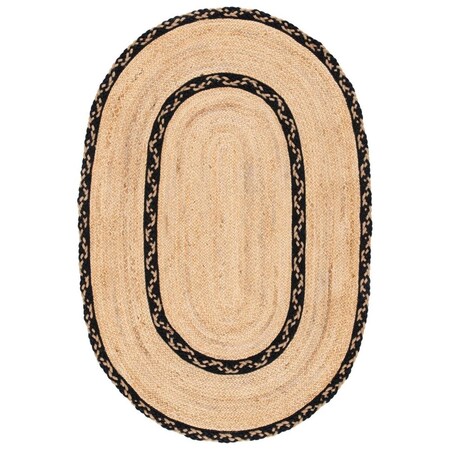 Safavieh 4 x 6 ft. Natural Fiber Global Oval Hand Loomed Rug, Natural & Black NFB260Z-4OV